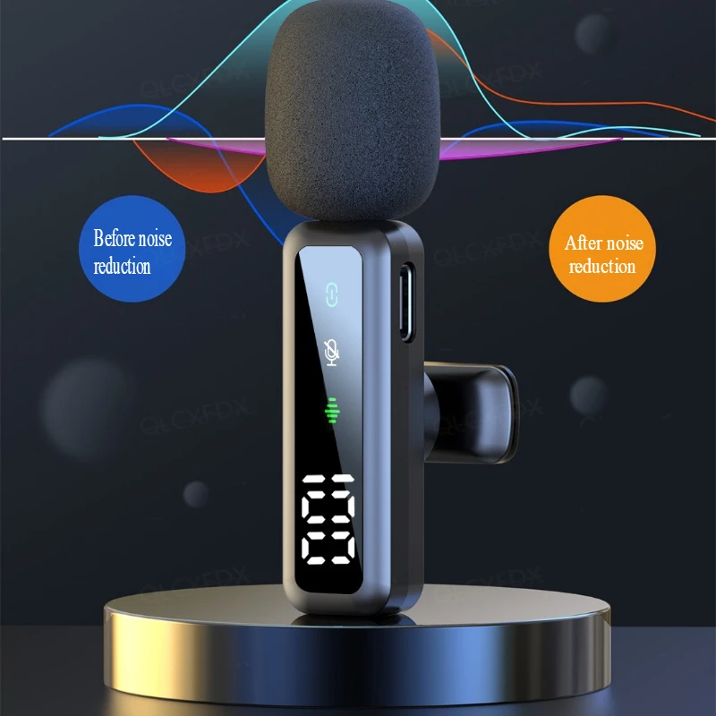 H67Single Mic Digital Display TypeC Interface Wireless Lavalier Mic Outdoor Live Broadcast Noise Reduction Convenient Mini Model