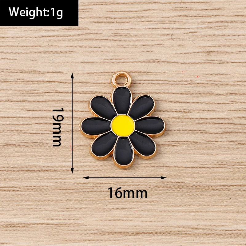 10 Stück 16 x 21 mm niedliche bunte Emaille-Blumen-Charms-Anhänger für Schmuckherstellung, Ohrringe, Halsketten, Armbänder, DIY-Bastelzubehör – Detail 1