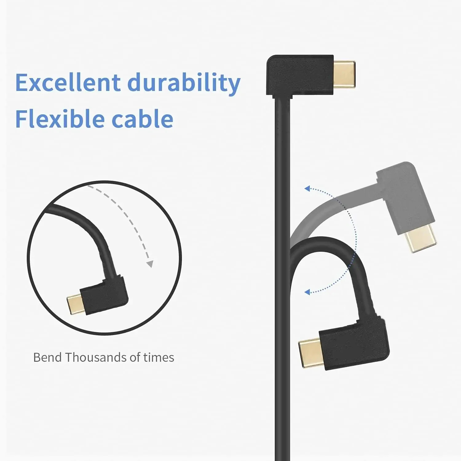 1FT/0.3m USB C Right Angle 90 Degree Type-C Male to Female Extension Cable Power Supply 2A Charging Cord for Mobile Electronics