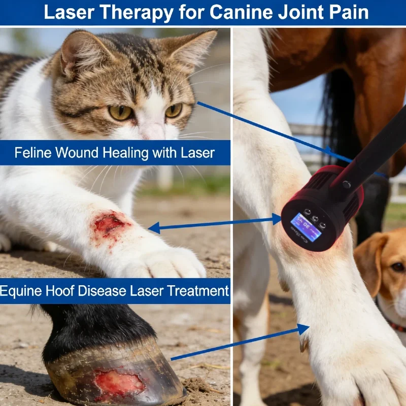 

Новое обновленное ветеринарное лазерное устройство 2026 года, портативное, с аккумулятором 10400 мАч, 808 нм, 650 нм, для облегчения состояния при дисплазии тазобедренного сустава у лошадей и повреждениях сухожилий