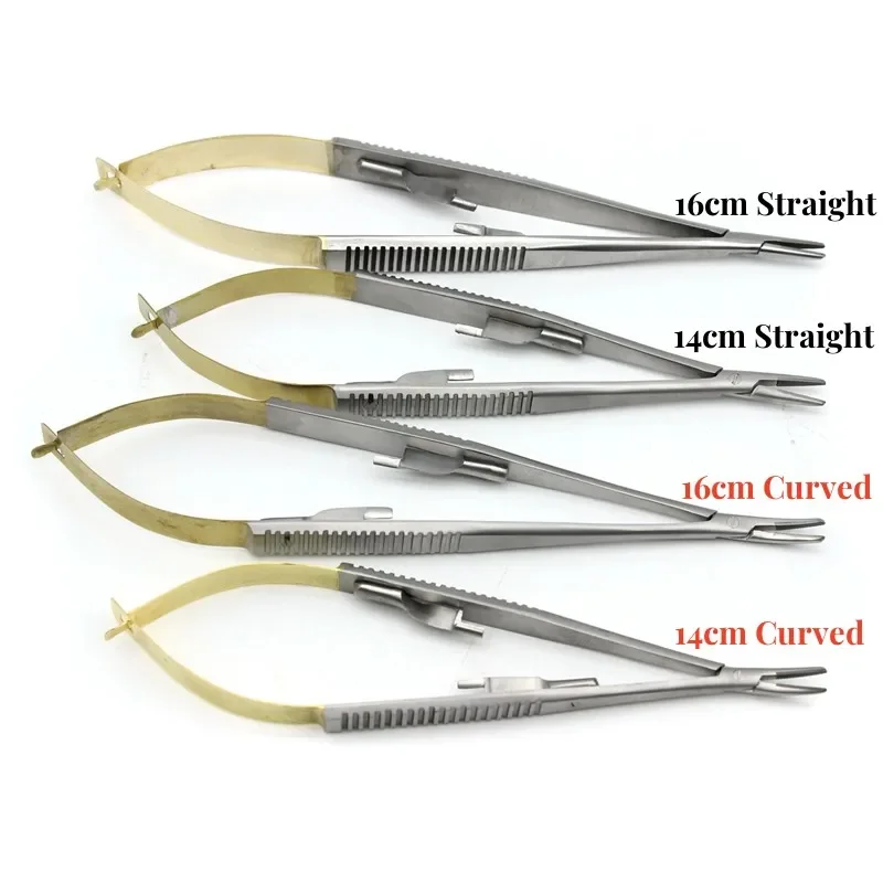 Straight/Curved Castroviejo Needle Holders with Lock Holding Forceps 14cm/16cm Microsurgery Instruments Dental Forcep