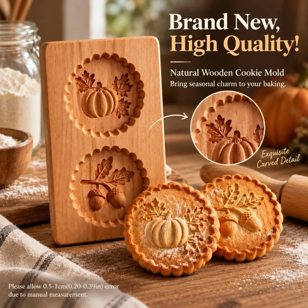 Creative 3D Carved Wooden Cookie Mold Halloween Pumpkin Ghost Baking Tools Gingerbread Stamp Embossing Cookie Cutter Mold Baking