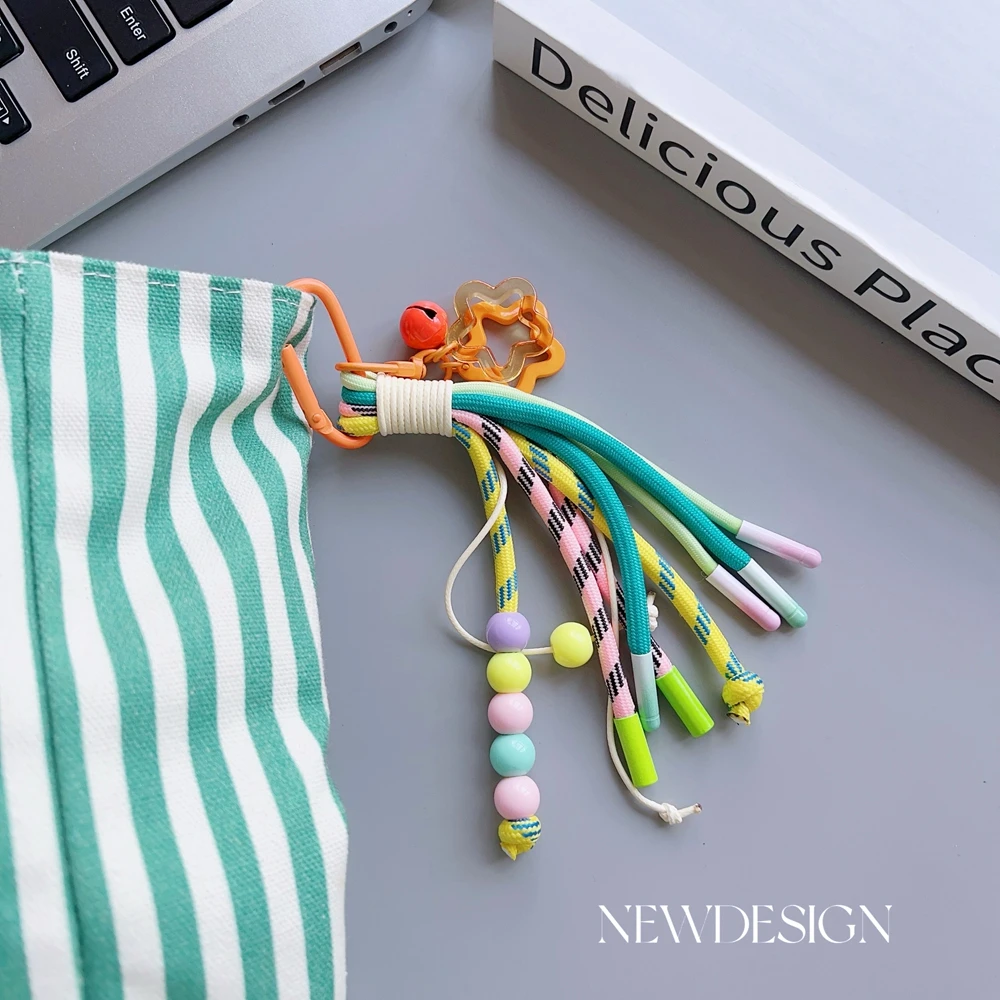 New Universal Braided Mobile Phone Lanyard Strap Cute Star Hanging Chain Ring Cord with Patch Wrist Strap Cell Phone Detachable