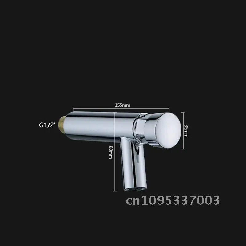 1PC Stainless Steel Chrome Press Deferred Mount Faucet Single Wall Tap Mount Deck G1/2' / Thread Basin Cold