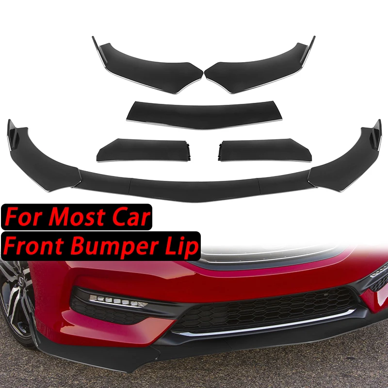 5pcs Universal Car Front Bumper Lip Body Kit Spoiler Carbon Fibe Decorative Strip Bumper Canard Lip Splitter