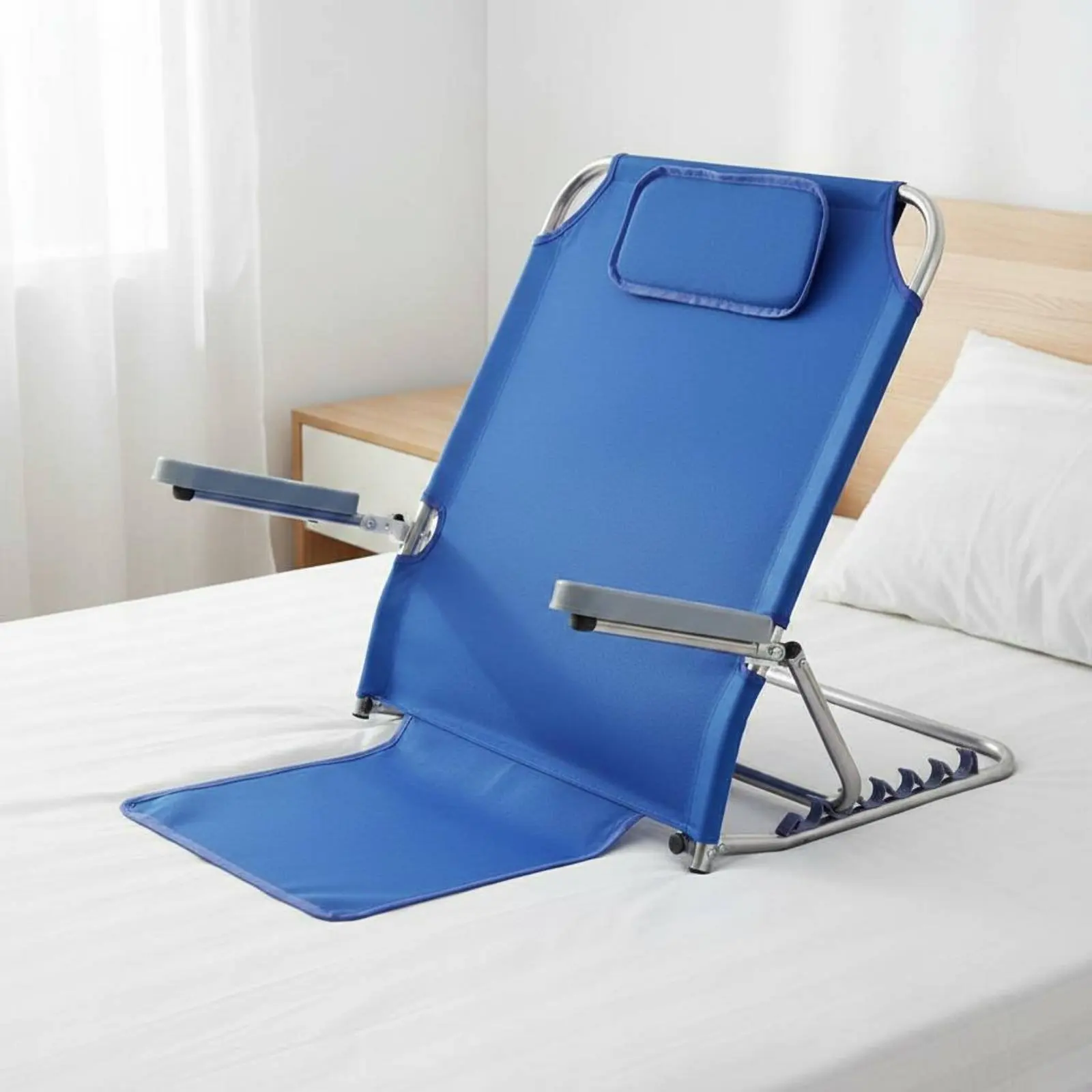 Adjustable Bed Backrest Easy to Clean Bed Reading Backrest Mesh Back Support Seat Sturdy Steel Frame Home Furniture for Patients