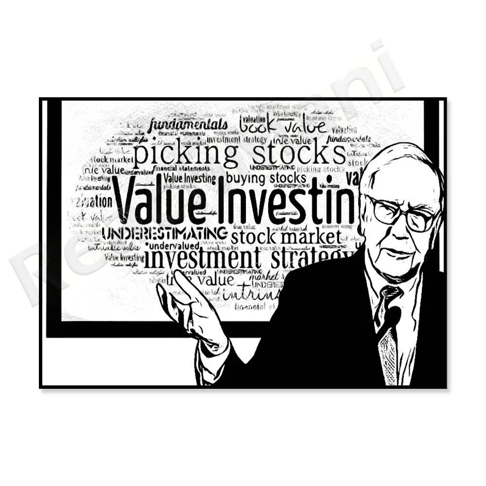 Wall Street Investors. Canvas Wall Art. Warren Buffett, Charlie Munger, Benjamin Graham.