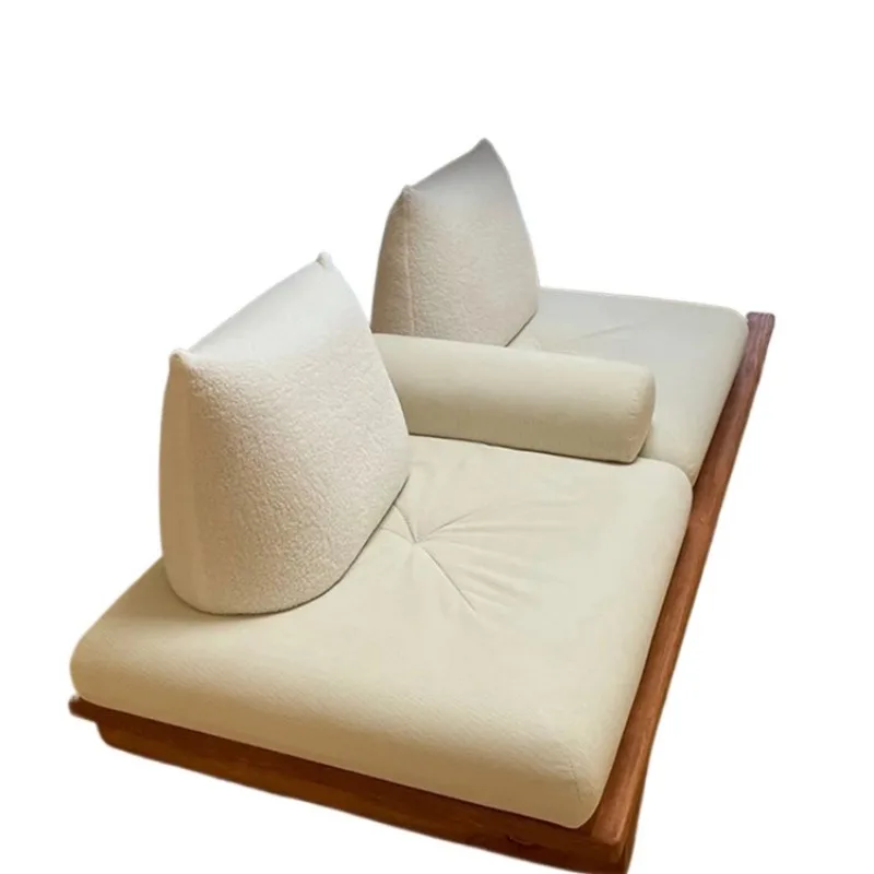 

Wabi-sabi wind living room is all solid wood, straight row double triple leisure log sofa, homestay hotel home sofa