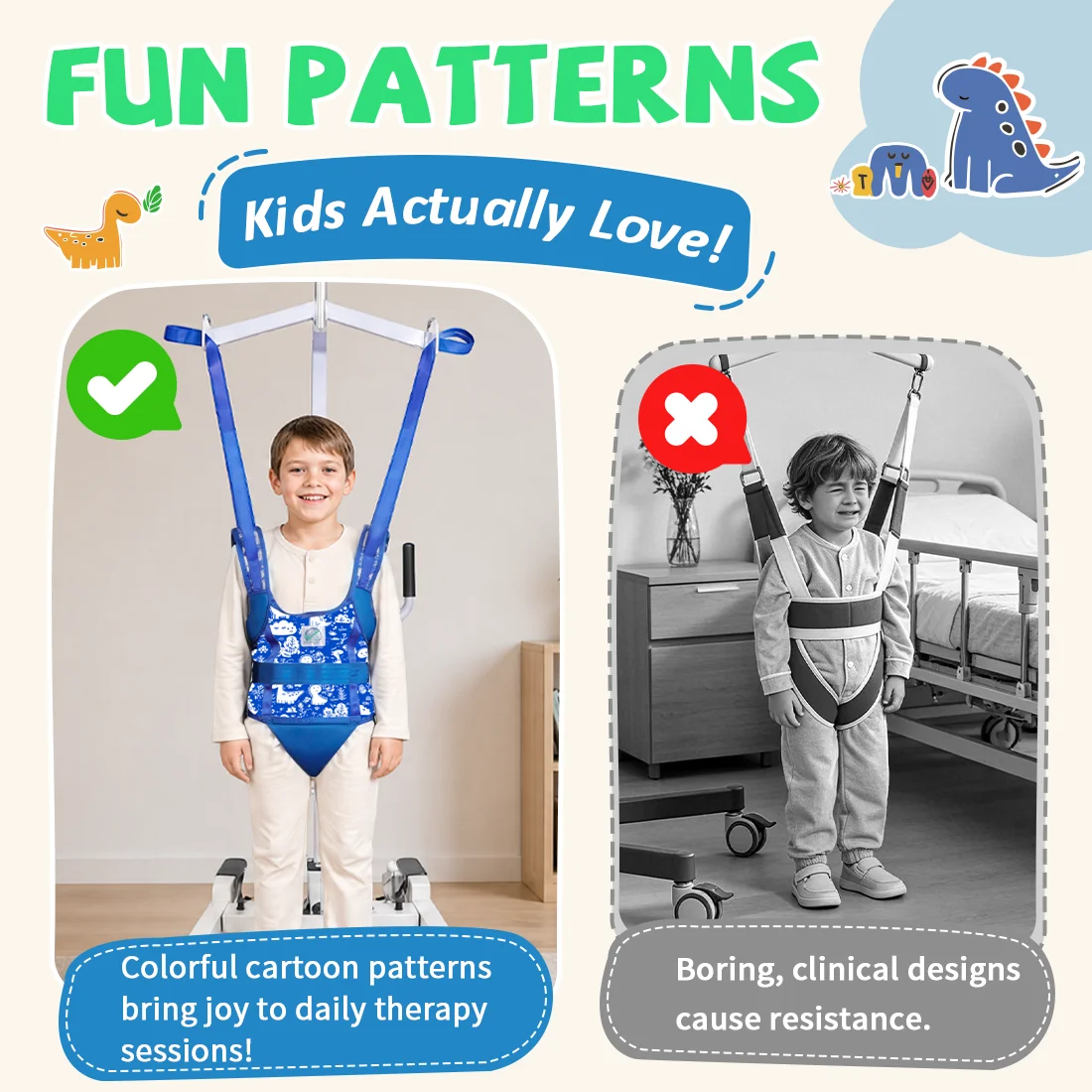 Ehucon Pediatric Walking Sling,Kids Standing Transfer Sling for Patient Hoist,Rehabilitation Walking Aid for Mobility Impairment