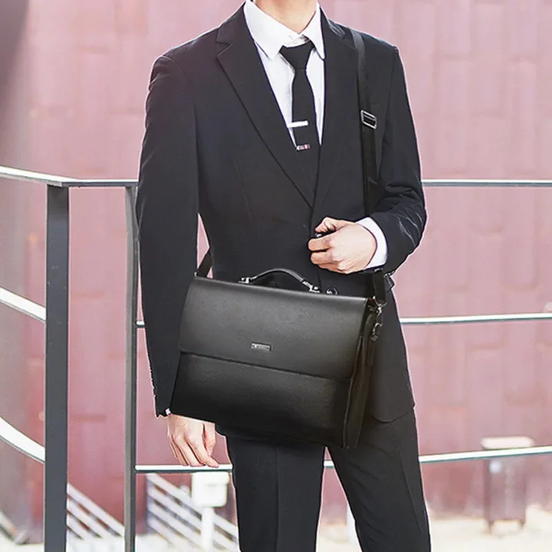 Business PU Leather Men's Briefcase Luxury Handbag Office Man Laptop Large Capacity Male Shoulder Messenger Bag