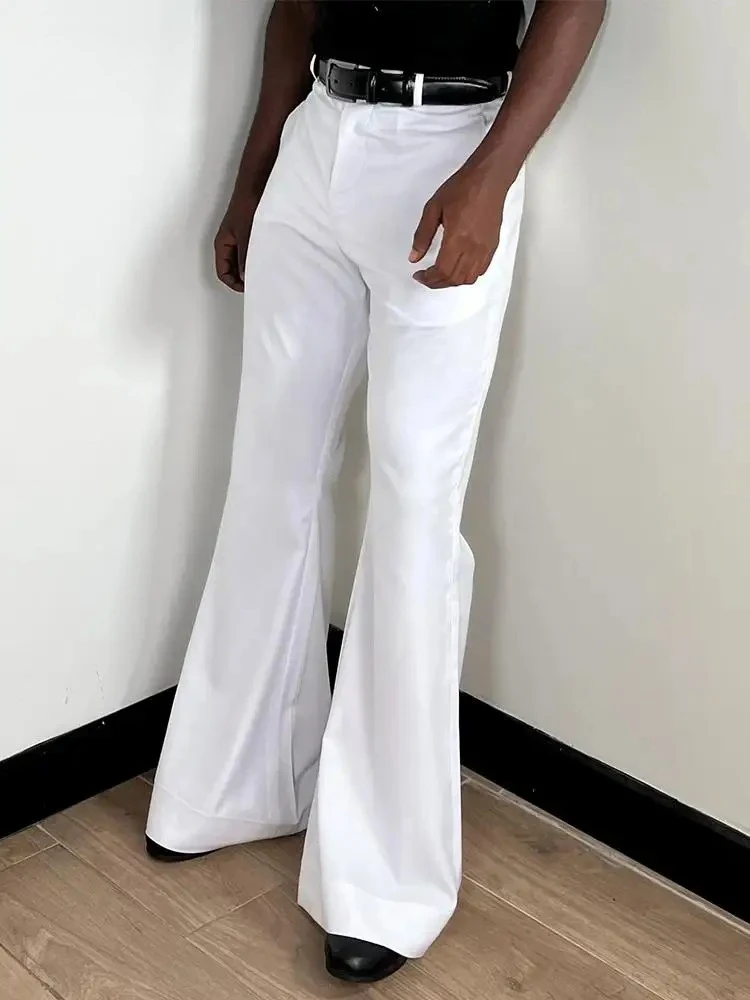 

Стильные мужские брюки-клеш с расклешенным низом, осень 70-х годов, винтажные свободные широкие брюки в стиле диско, мужские однотонные расклешенные брюки