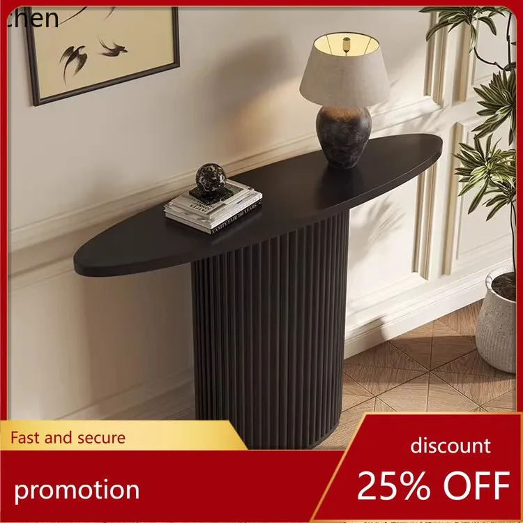 

HXL Solid Wood Entryway Table Simple Oval Entryway Table Display Console Table