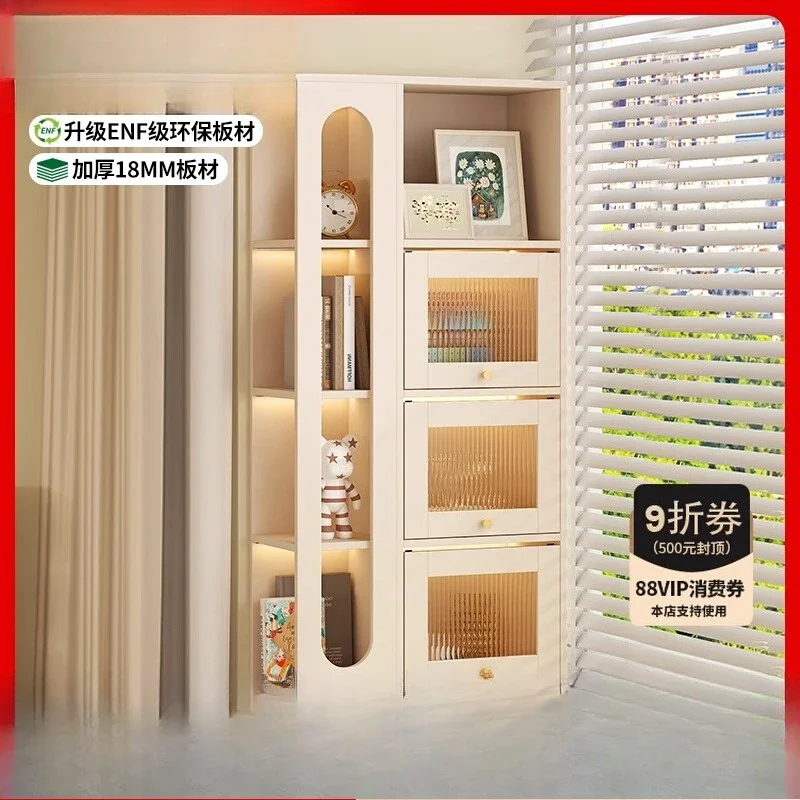 Cream style bay window bookcase, windowsill, bookcase, home side french window, balcony, customized locker