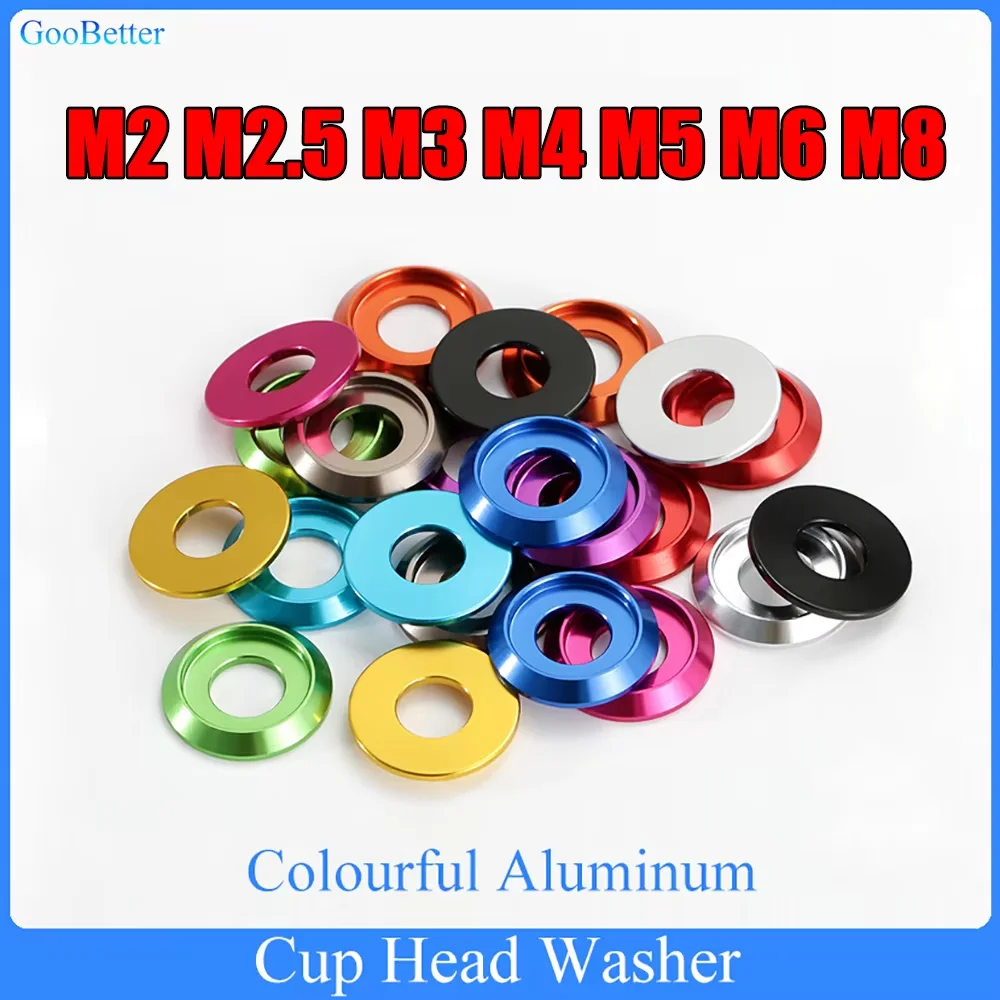 M2 M2.5 M3 m4 m5 m6 M8 colourful Aluminum cup head washer half round colourful Aluminum cup head washer for button head screw