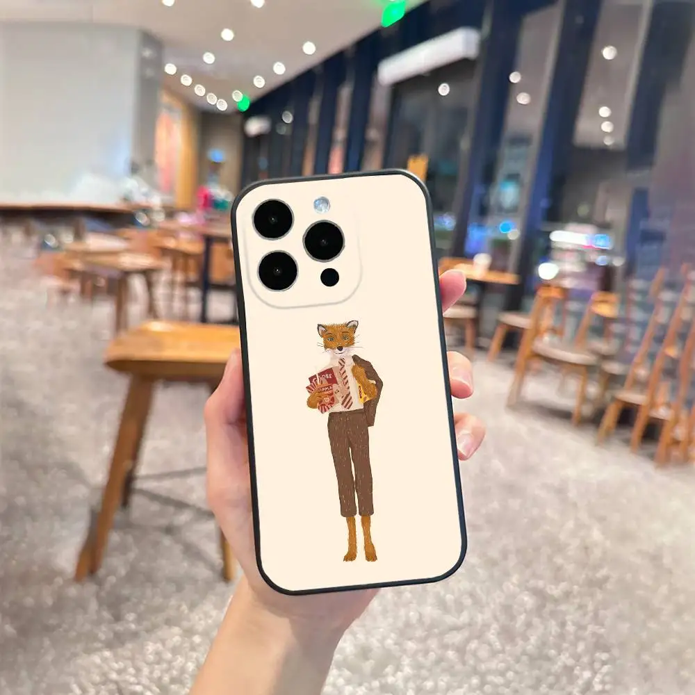 حافظة هاتف F-Fantastic Mr F-Fox لهاتف iPhone 16,15,14,13,12,17,Pro Max, Plus حافظة سيليكون سوداء