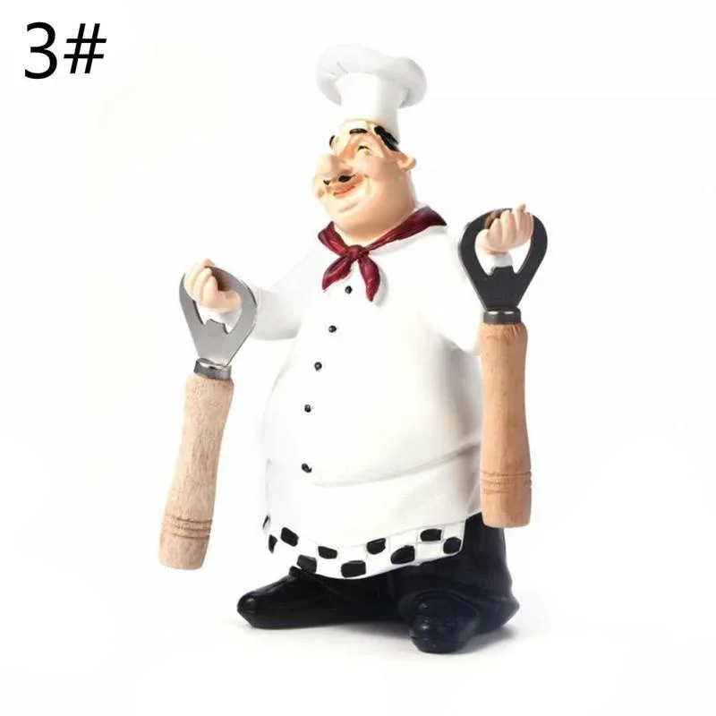 1Pc Retro Chef Model Ornament Resin Crafts Mini Chef Figurines White Top Hat Cooking Home Decor