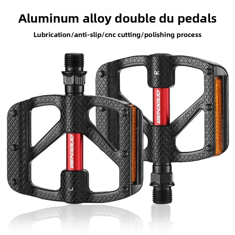 Waterproof Aluminum Alloy Bike Pedals Lightweight Non-Slip Bicycle Pedals with Reflective Panels for MTB Road Mountain Cycling
