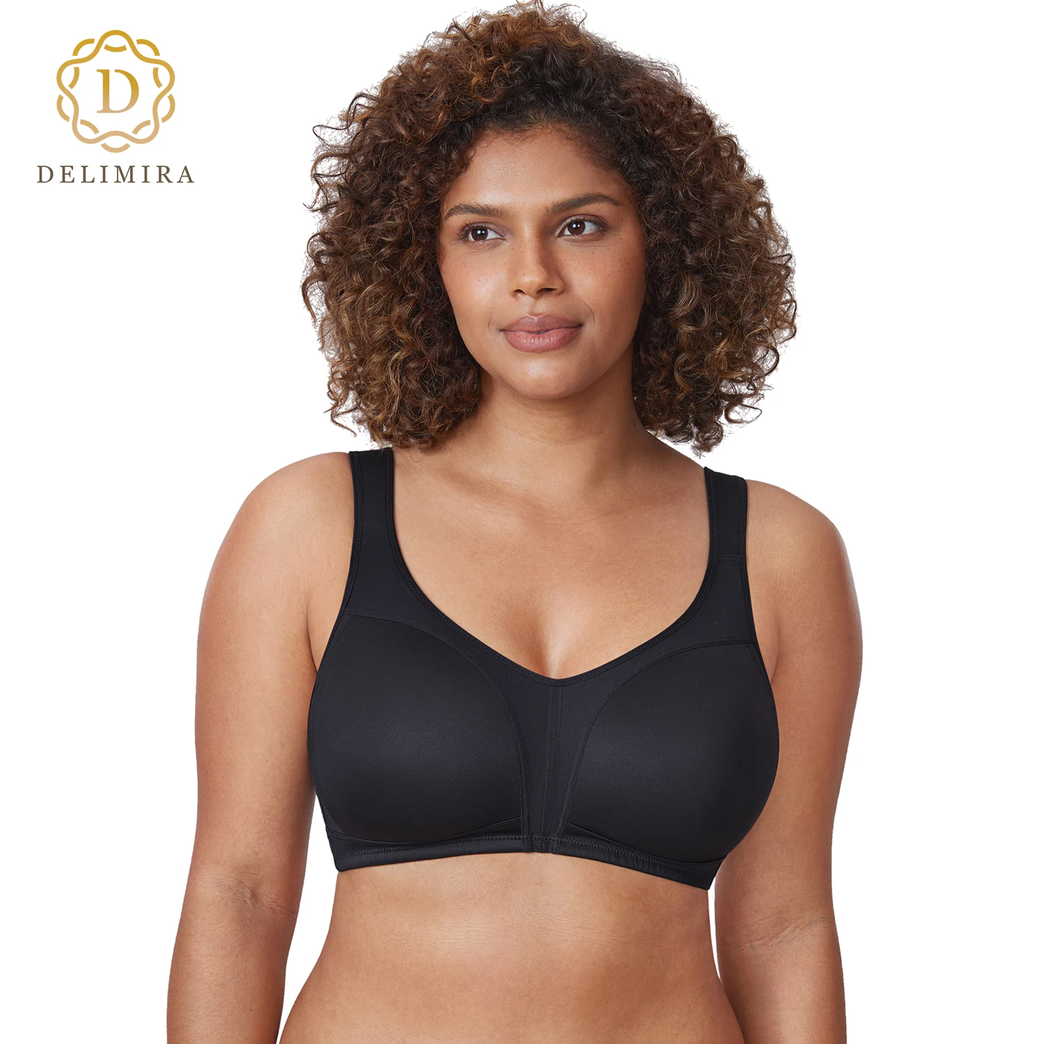 DELIMIRA Women's Minimizer Bras No Underwire Plus Size Full Coverage Comfortable Wireless Unlined Bra B C D DD E