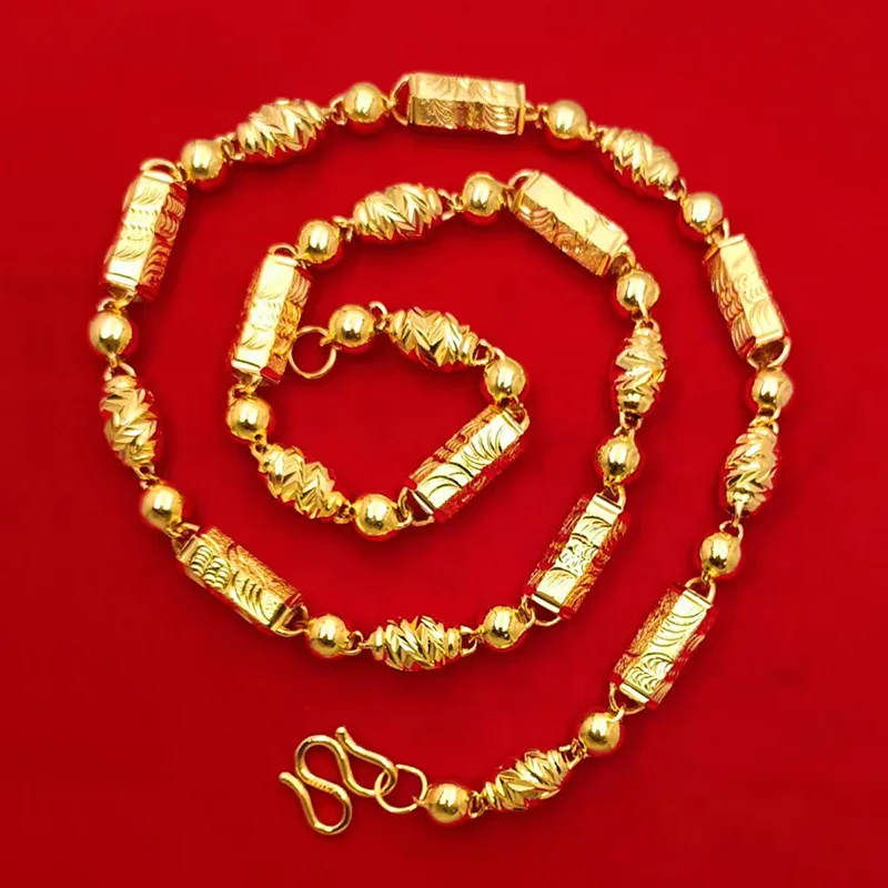 9999 gold hexagonal necklace - powerful color-preserving dragon and phoenix necklace for men