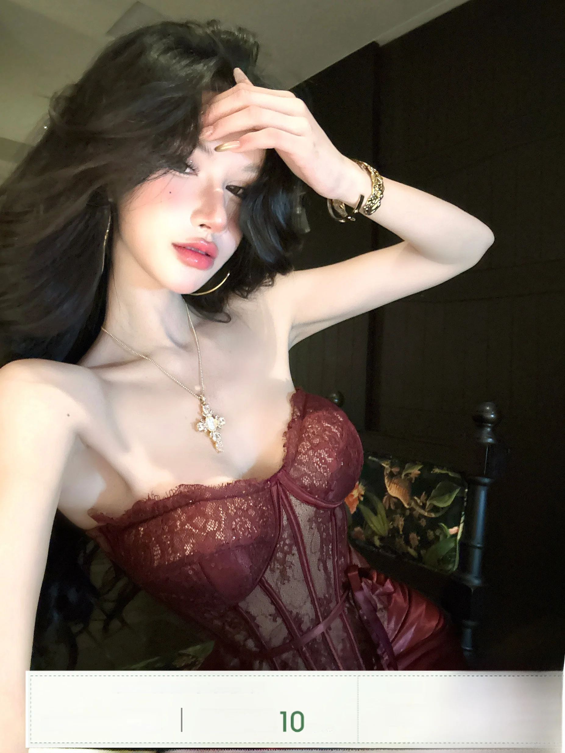 

Dustdip Club Red Lace Spicy Girl Set Women's Early Spring New Fibone Bustier Top f Skirt Faion Set Regular Length Univ...