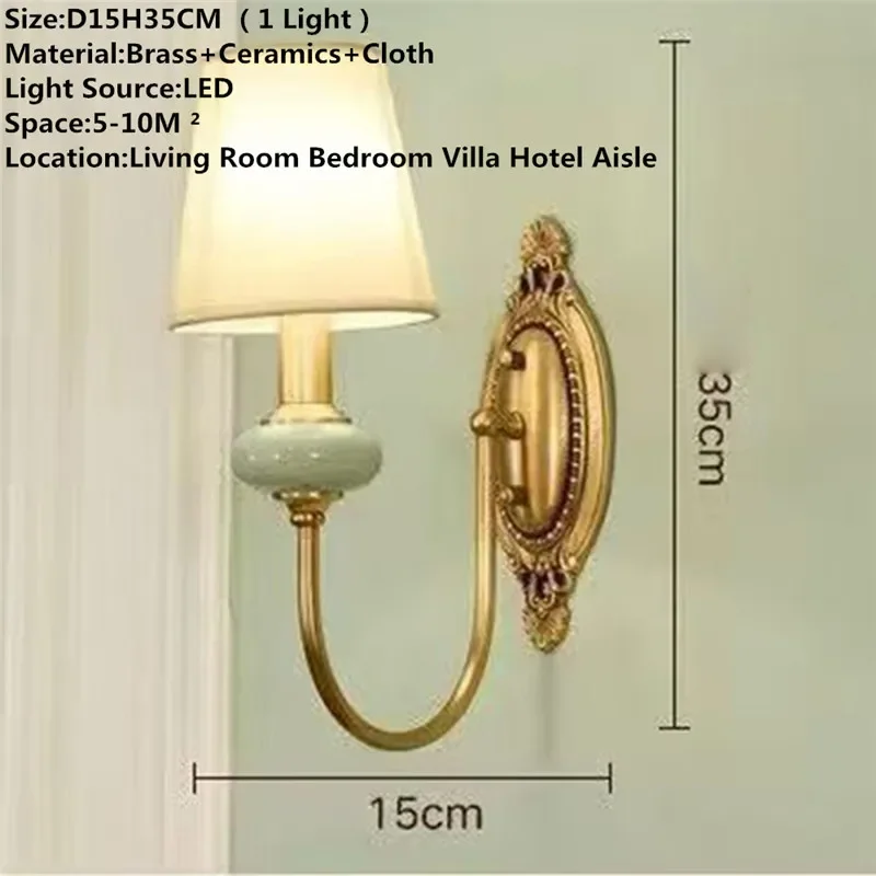 SOFITY Contemporary Brass Wall Lamp American Retro LED Living Room Bedroom Study Room Hotel Villa Model Room Hall Way Aisle Ligh