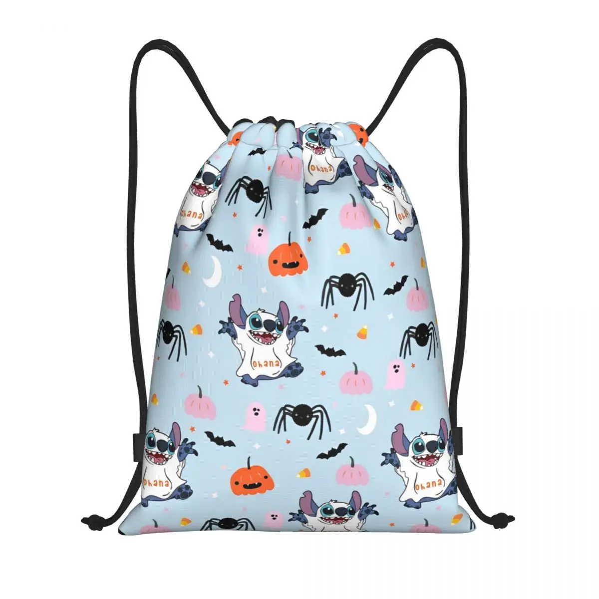 

Cute Lilo And Stitch Halloween Drawstring Backpack Sports Gym Sackpack String Bag for Running