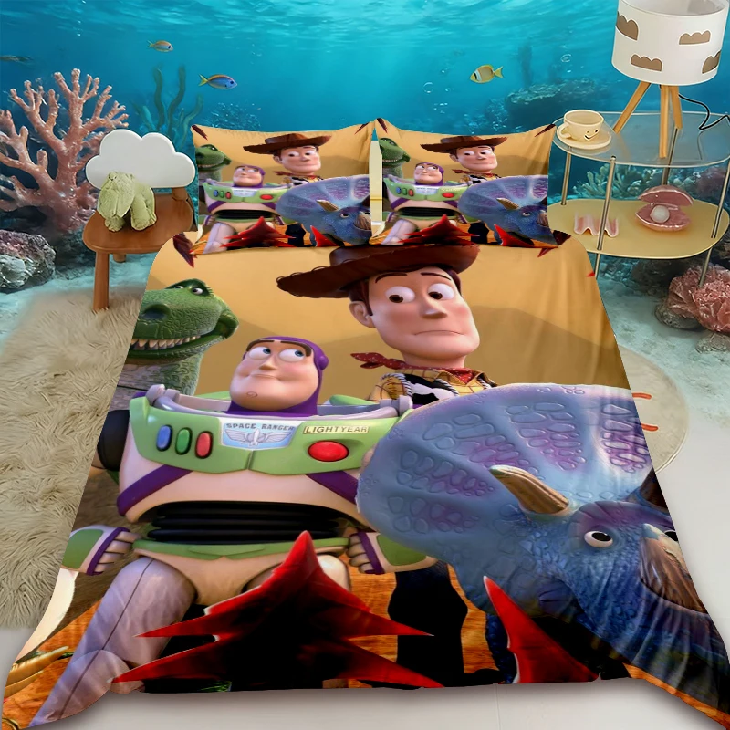 

Duvet Cover - Disney Toy Story Buzz Lightyear Woody Set (One Duvet Cover and Two Pillowcases), High-Definition Printed