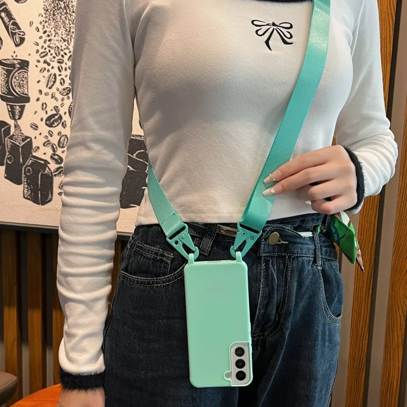 Schutzhülle mit Trageriemen für Samsung Galaxy A54 A36 A17 A55 A16 S24 Ultra S26 S23 FE S25 Plus, Schulter-Crossbody-Lanyard-Halsband, Silikonhülle – Detail 4