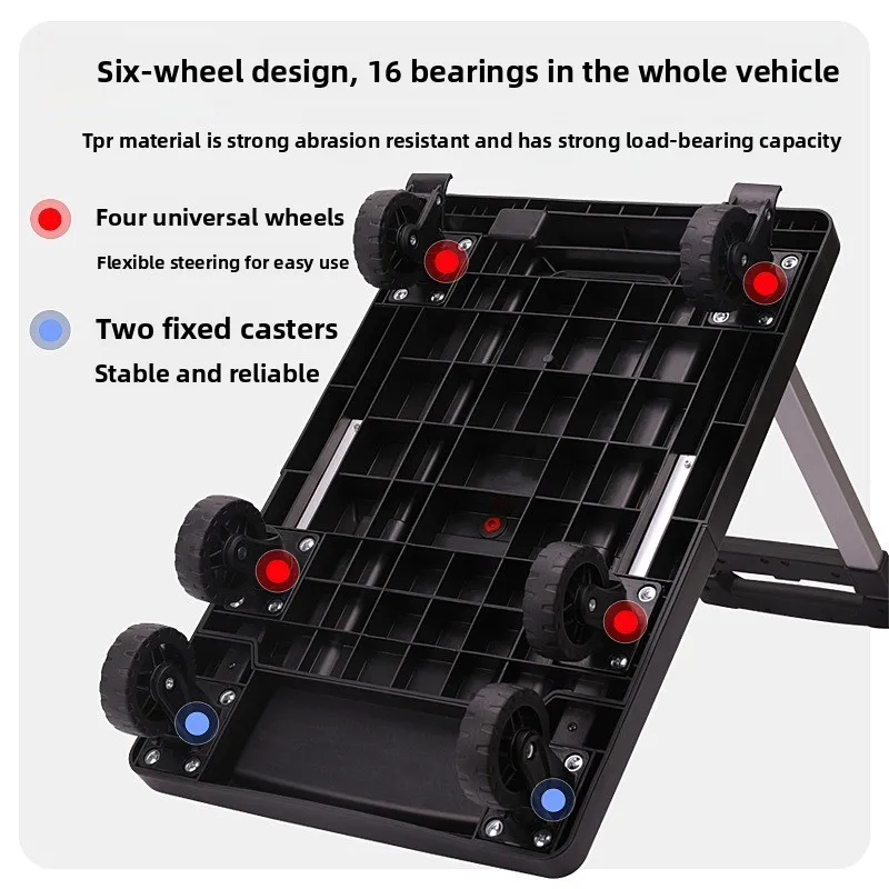 Faltbarer tragbarer Handwagen, leichter Mehrzweckwagen mit Rädern für den Einkaufs- und Transport von Gegenständen in Hausgarten