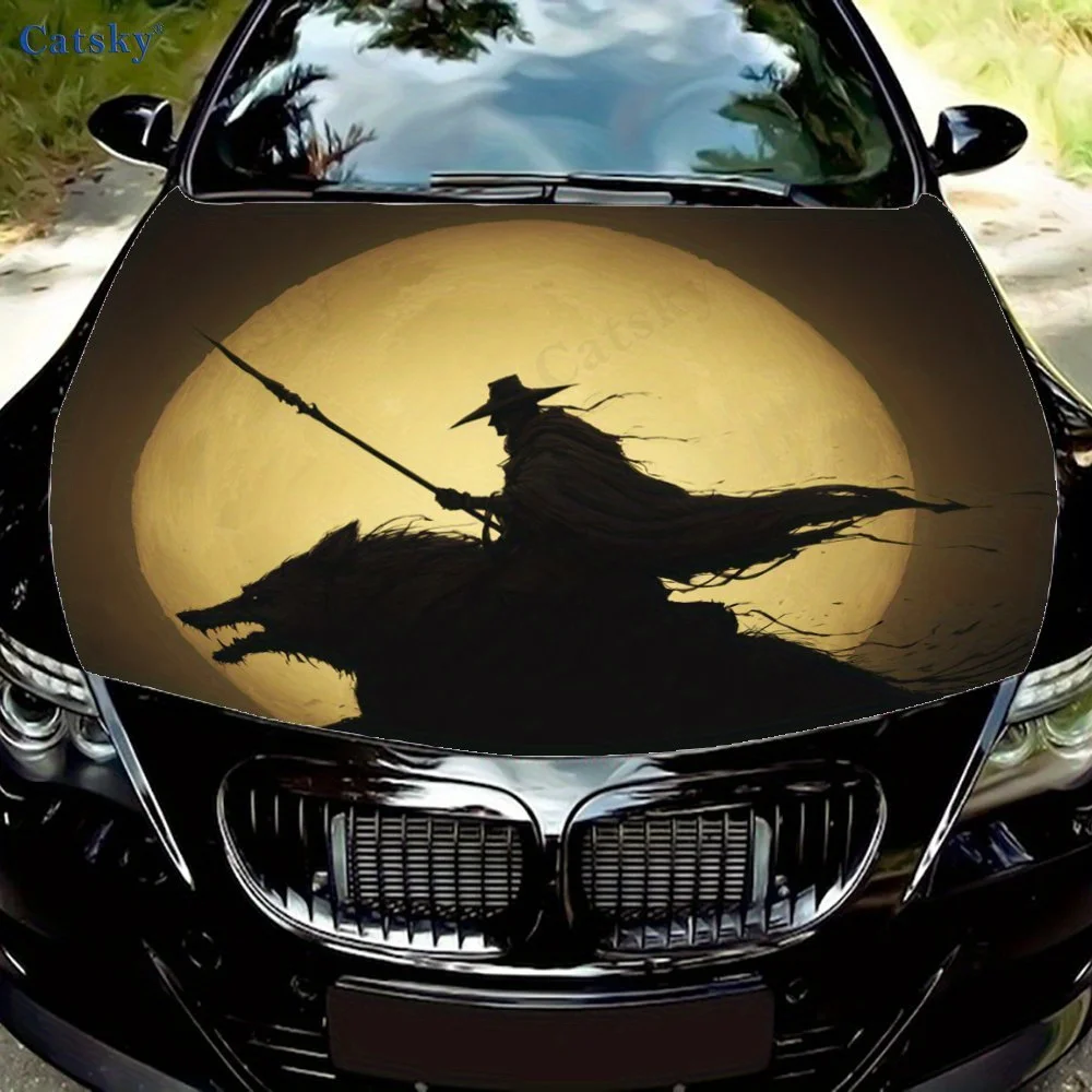 Pegatina para capó de coche Night Moon Hunter, pegatina para capó de coche, Material impermeable de PVC, cubierta para capó de camión, autoadhesiva, resistente a los arañazos
