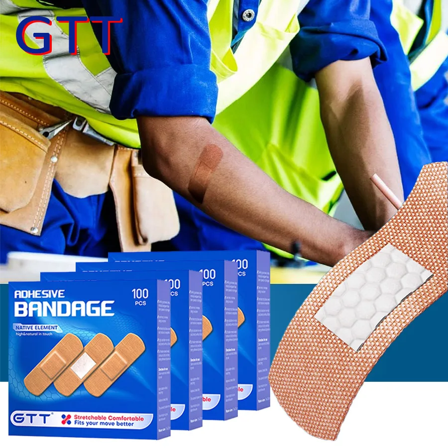 

Band Aid Waterproof Plasters Skin Color Breathable Nonwovens Wound Dressing Patch Tape Medical First Aid Strips Basic Care Wound