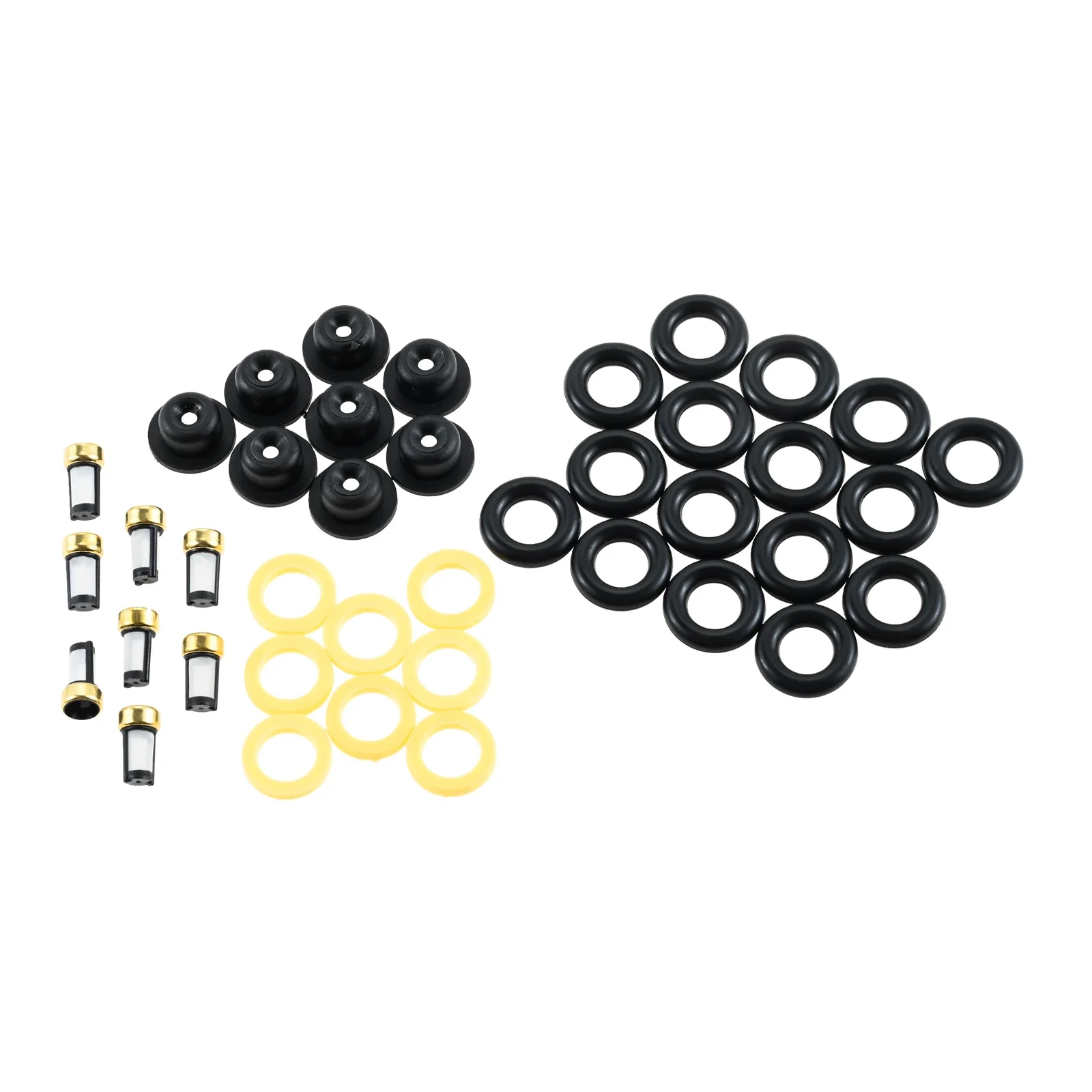 8 Sets Fuel Injector Service Rebuild Repair Kit Seals Filters Pintle Caps for Ford Mustang V8 5.0L 1986-1995 E-150 E-250 F-350