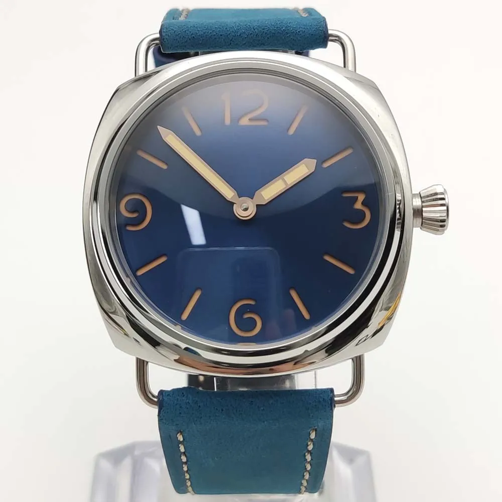 45mm Vintage Pilot ST3600-1 Manual Winding Mechanical Movement Luminous Blue Sterile Dial Blue Strap Men's Watch