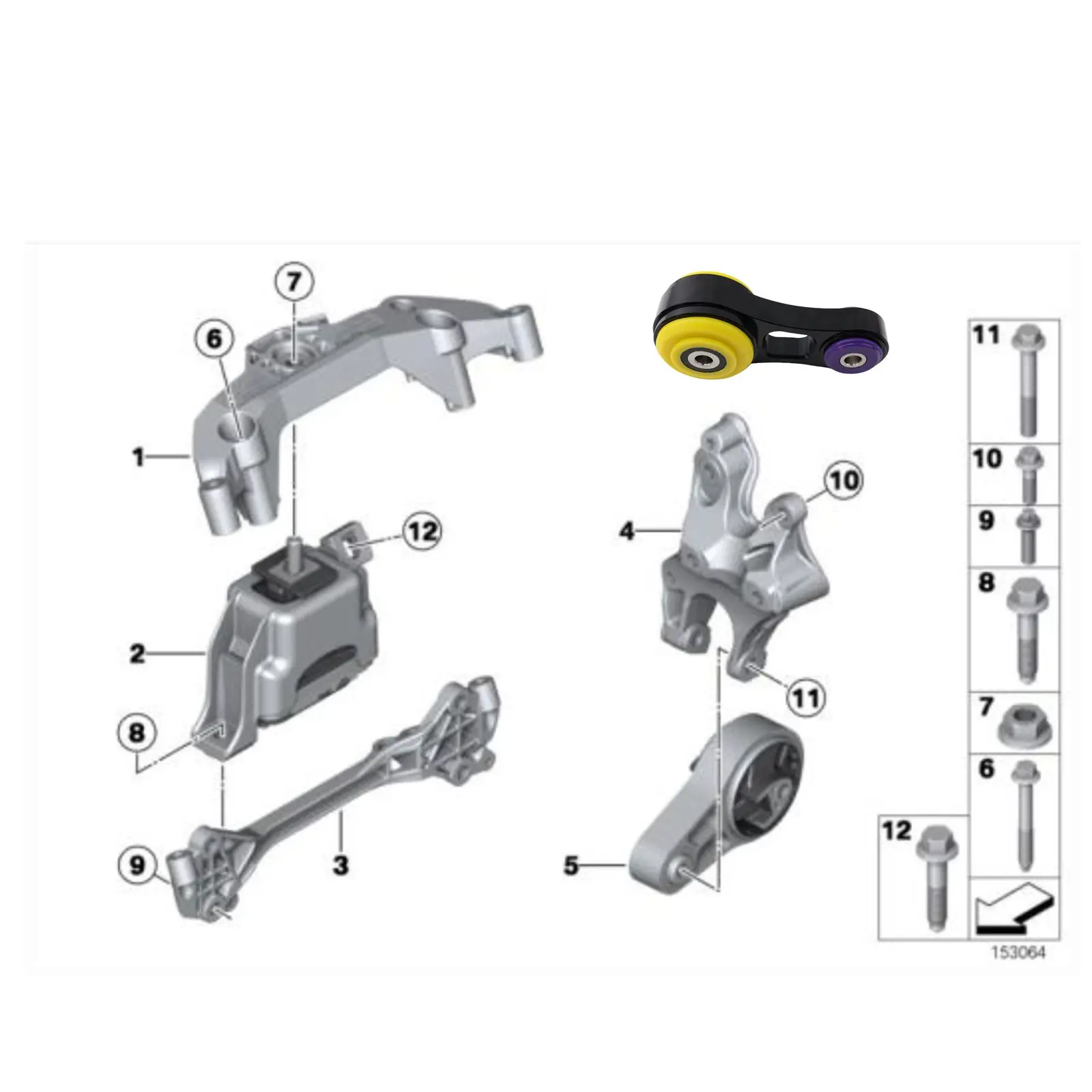 Lower Torque Polyurethane Engine Mount For MINI Cooper S 2007-2013 R55 R56 R57 R58 R59