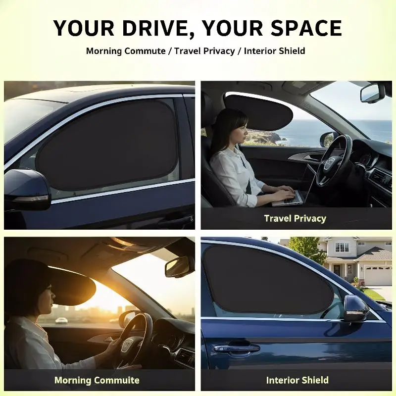 New Car Window Sun Shade, Universal Side Window Sunshade, UV Protection, Heat Insulation, Privacy Screen, Block Sun Glare
