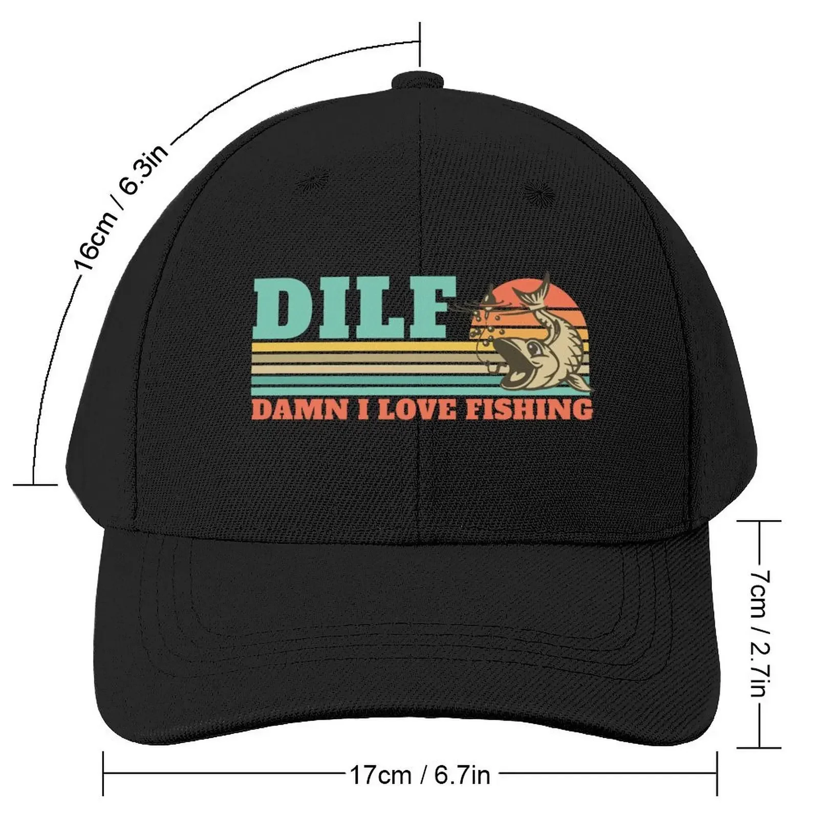 DILF Damn I Love Fishing Retro Vintage Sunset Funny Fishing Gift Baseball Cap New In The Hat Beach Bag Men Women's