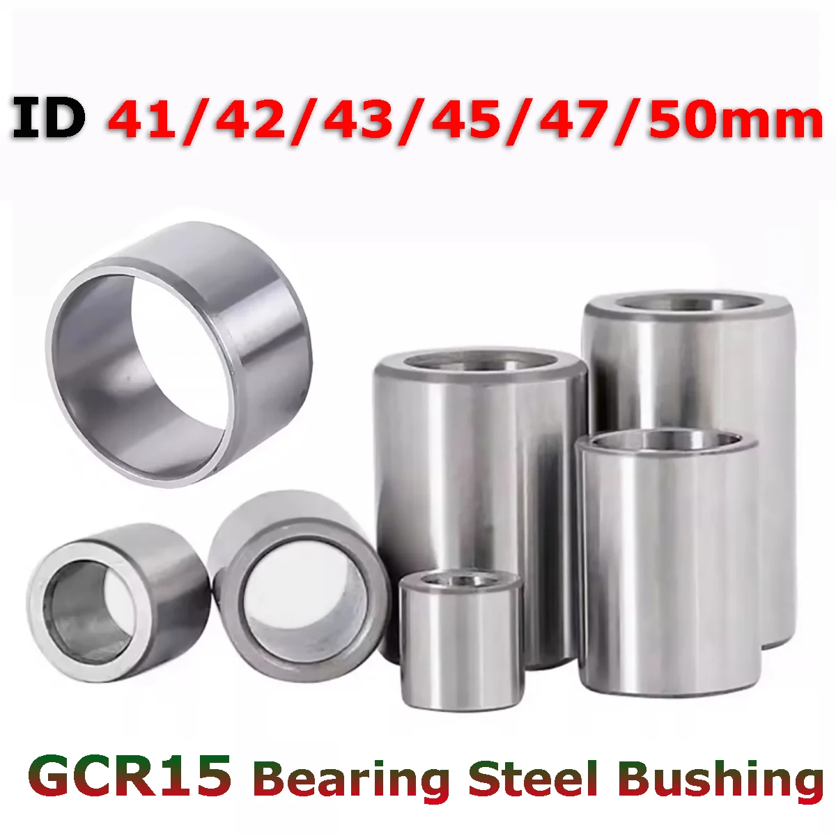 ID 41/42/43/45/47/50mm GCR15 Bearing Steel Bushing Round Hollow Unthreaded Stand-off Spacer Wear Resistant Guide Sleeve L=10-150
