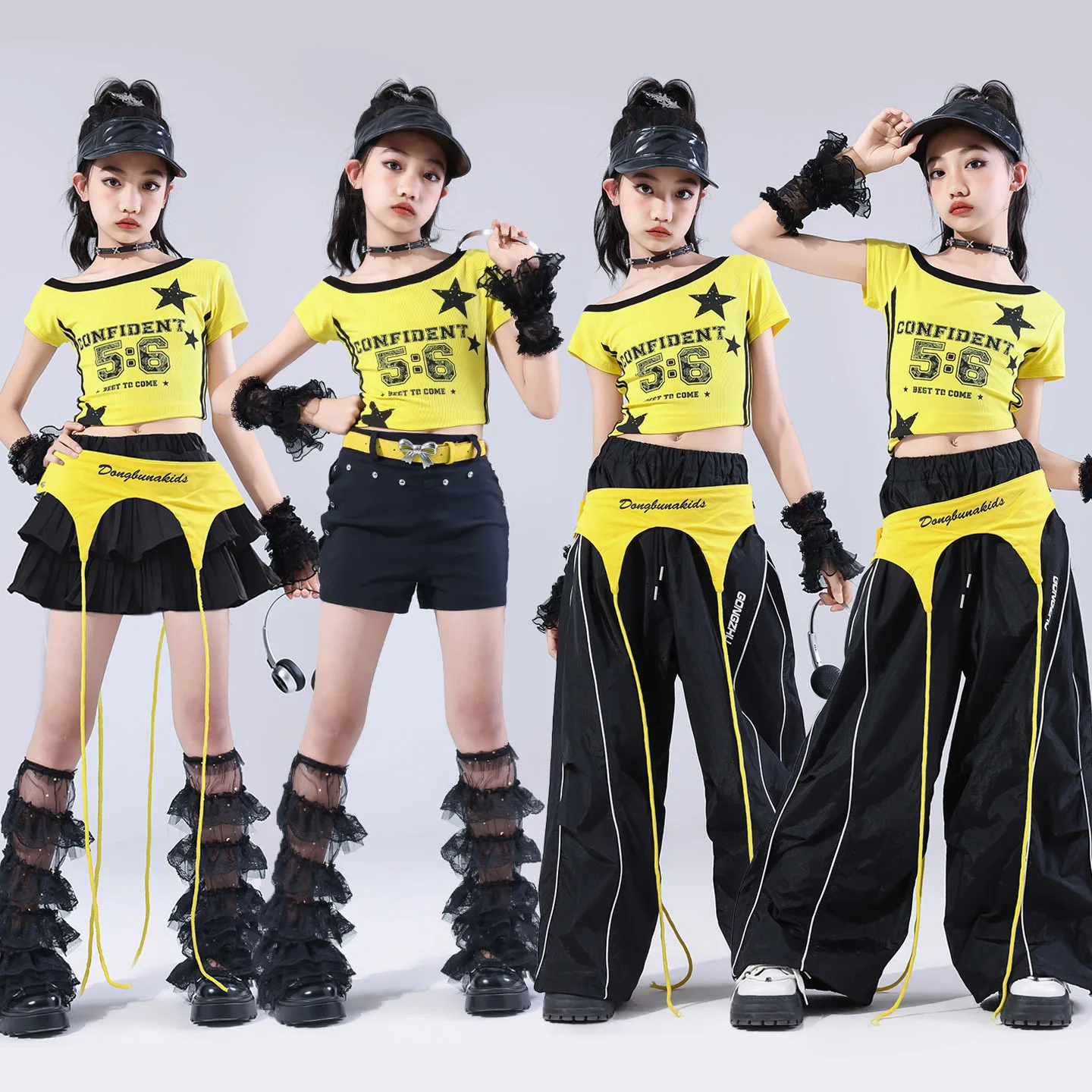 

Hip Hop Girls Crop Top Street Dance Skirts Cargo Pants Kids K-pop Shorts Streetwear Children Jazz Costume Girl Group Clothes Set