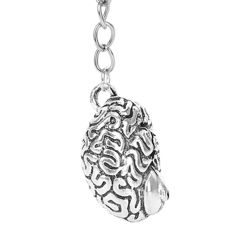 3X Brain Keychain Alloy Smart Brainiac IQ Key Ring Fob Chain Medicine Human