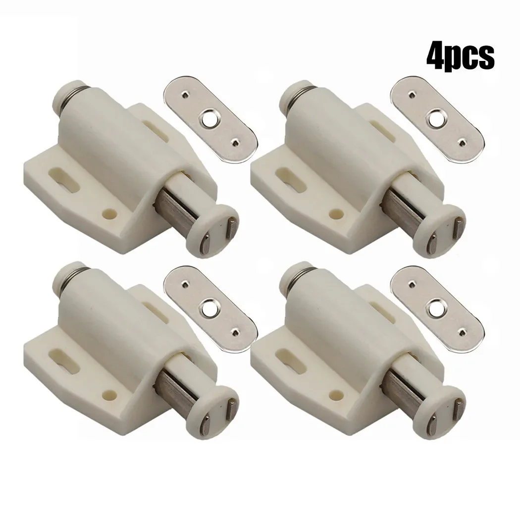 Single Magnetic Latch 4Pcs Bathroom Black/beige Cabinet Doors Cupboard Doors Push To Open Touch Latch Practical Useful