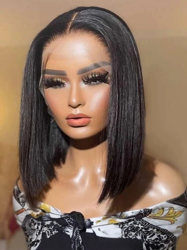 

Bone Straight Short Wigs Bob Wigs Human Hair 100% 7x5 13x4 Pre Cut Lace Glueless Wig Ready To Wear And Go For Women 4x4 Lace Wig