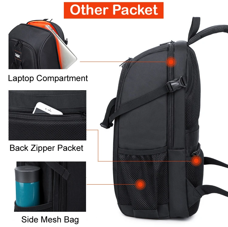 Großer Wasserdichter Fotografie-Kamerarucksack mit Regenschutz für Canon, Nikon, Sony, Pentax - Geeignet für Video-Stativ und DSLR – Detail 11