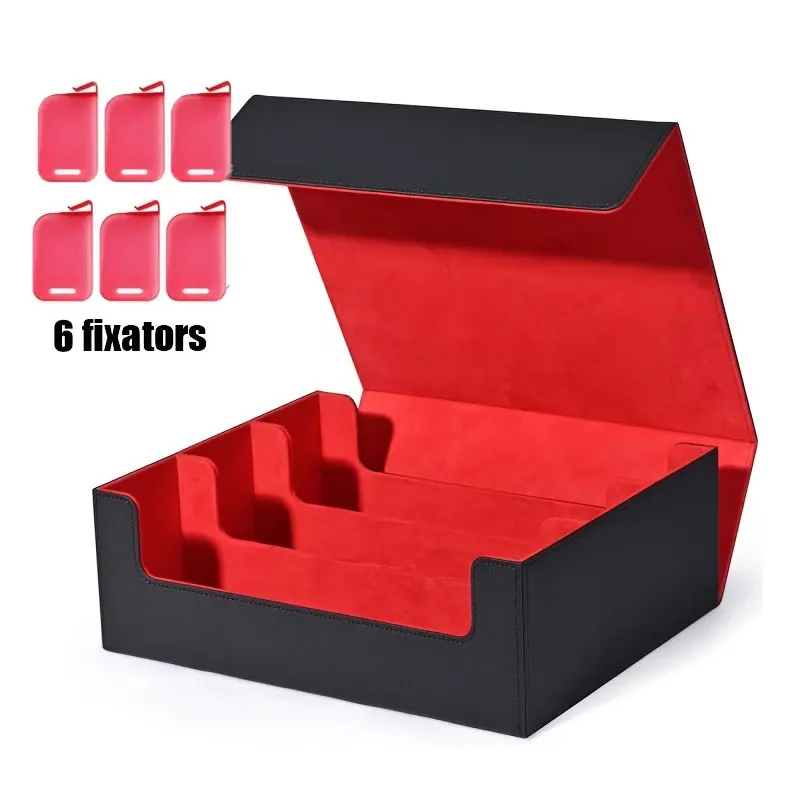 Trading Card Storage Box, Holds 1800 Sleeved Cards with 6 Stoppers, Magnetic Closure PU Leather Card fits for TCG PTCG cards