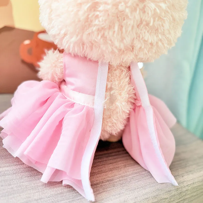 ชุดเสื้อผ้าตุ๊กตาขนาดเล็ก 38 ซม. สำหรับตุ๊กตา Ropa Labubu ชุดกระโปรงสีชมพู