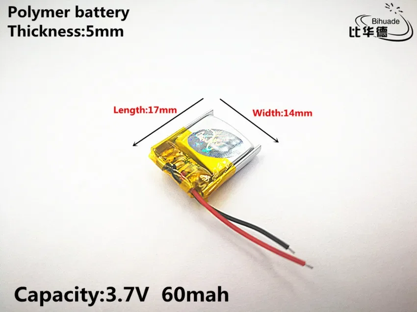 Good Qulity 3.7V,60mAH,501417 Polymer lithium ion / Li-ion battery for TOY,POWER BANK,GPS,mp3,mp4