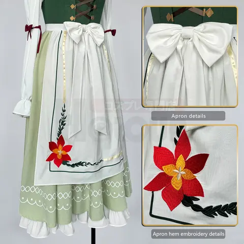 HOLOUN Frieren Beyond Journey's End Anime Fern Cosplay Costume Dress Shirt Embroidery Apron Handkerchief Headscarf Daily Wear