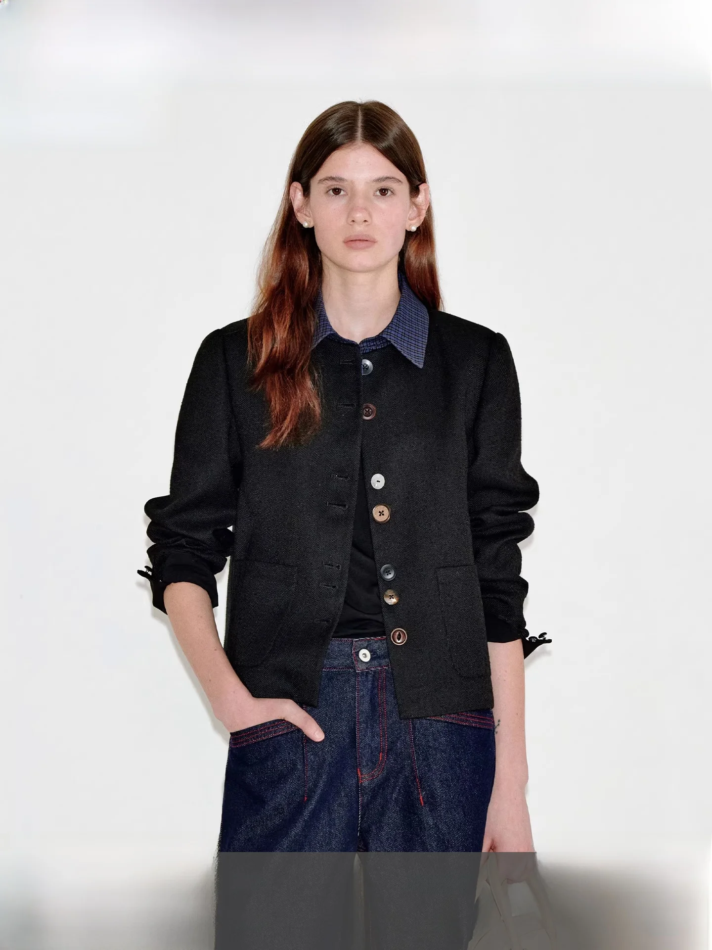 

Уникальная съемная стеганая куртка Fano с воротником-рубашкой, женская повседневная свободная верхняя одежда, имитация двухслойности, из полиэстеровой смеси