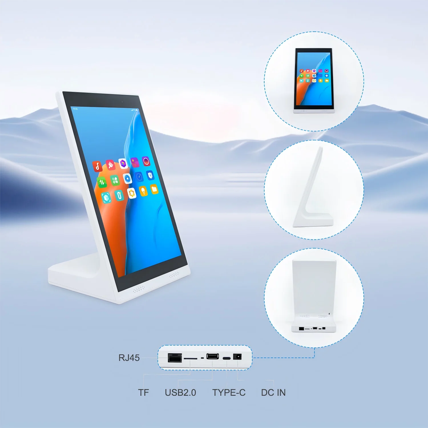 Urządzenie do obsługi z pionowym ekranem z Androidem 13, Kiosk do zamówień z ekranem dotykowym w formacie pionowym, Urządzenie do ocen klientów, Terminal POS Loyverse