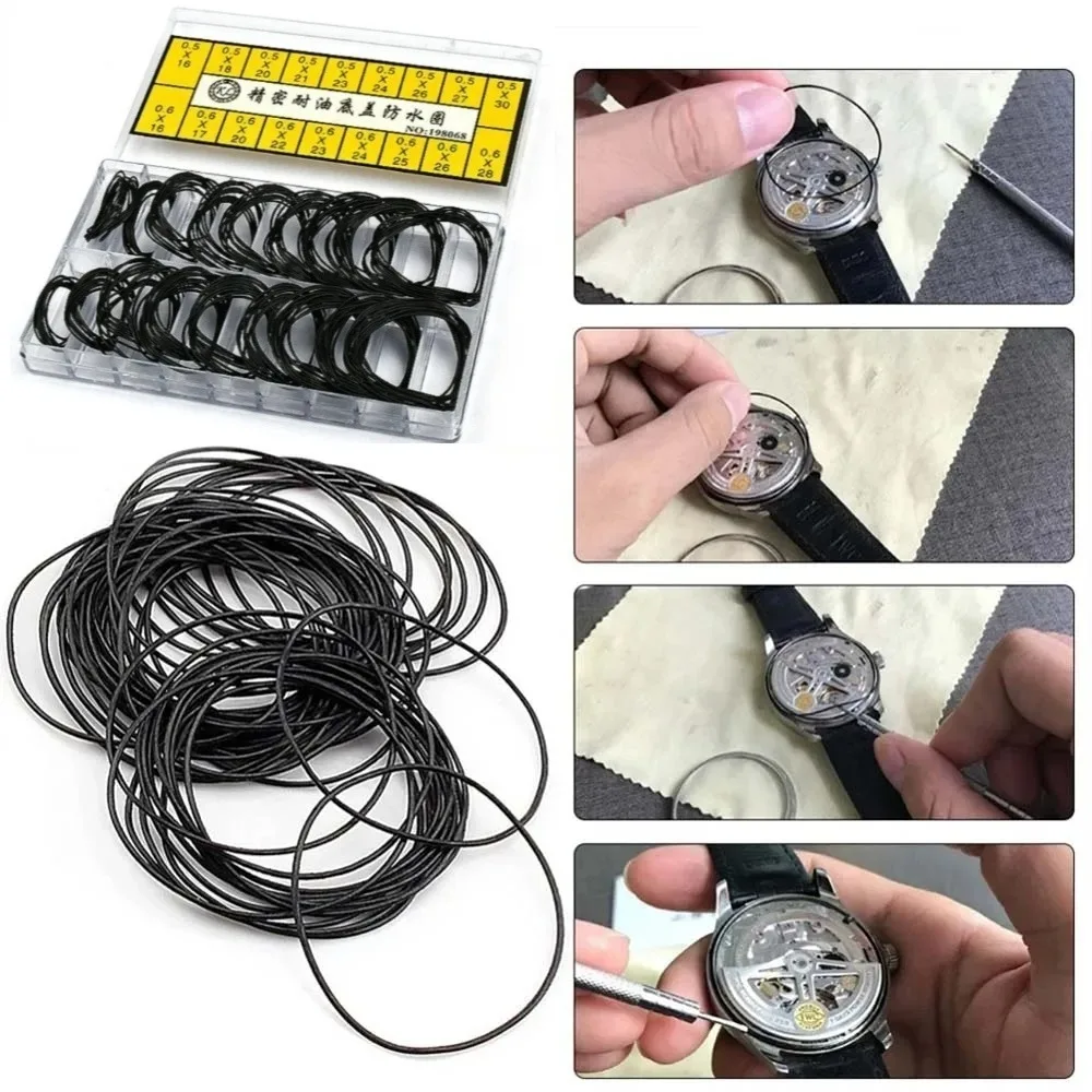 200Pcs Watch Back Case Rubber Waterproof O-Ring Gasket Repair Tools for Watchmaker Thickness 0.5Mm/0.6Mm High End Boxed
