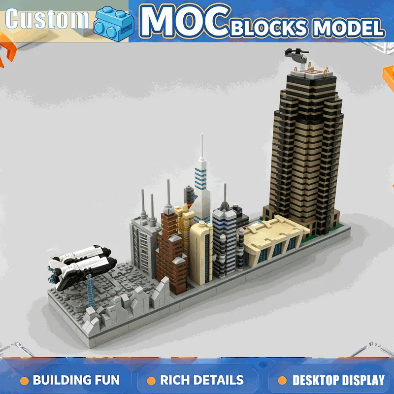 3912PCS Microscale City Skyline Building Blocks MOC Custom Architecture Skyscrapers Helicopter Diorama Assembly Educational Gift